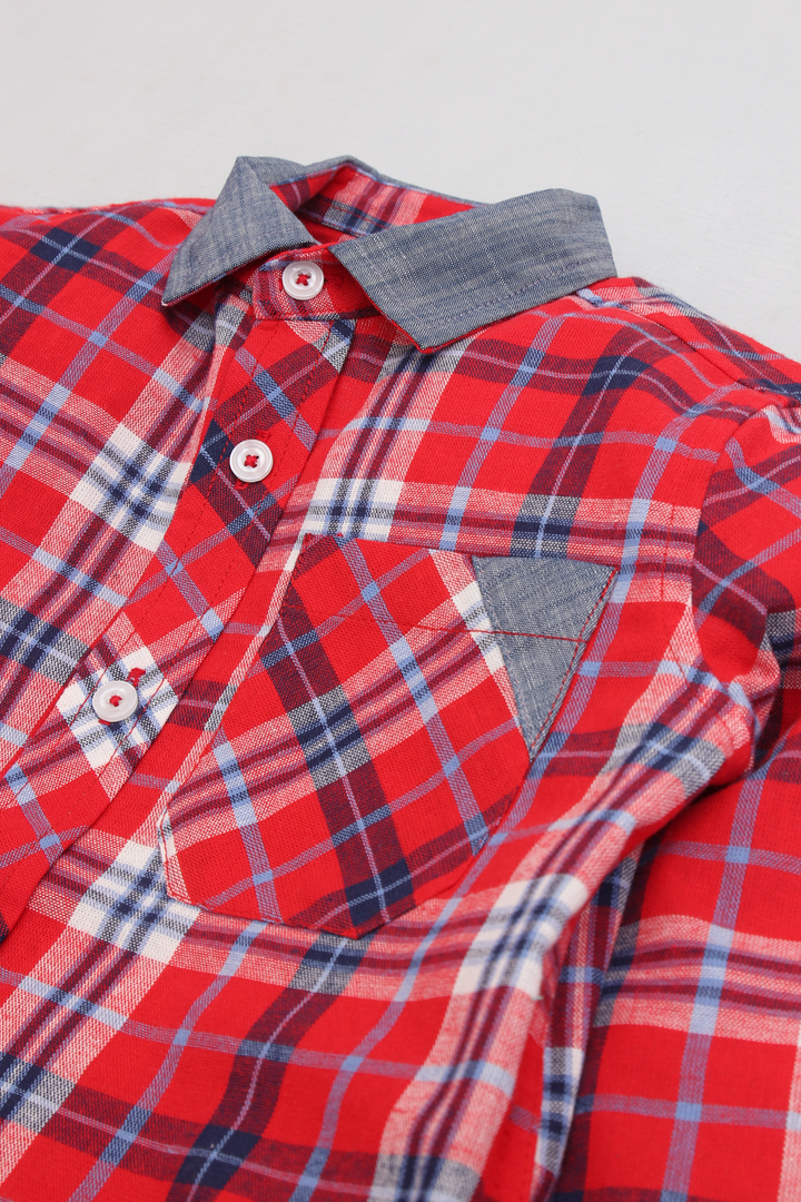 Red & Navy Check Shirt