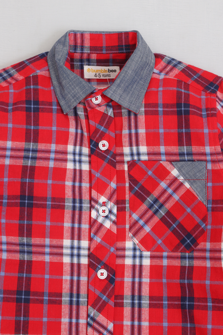 Red & Navy Check Shirt