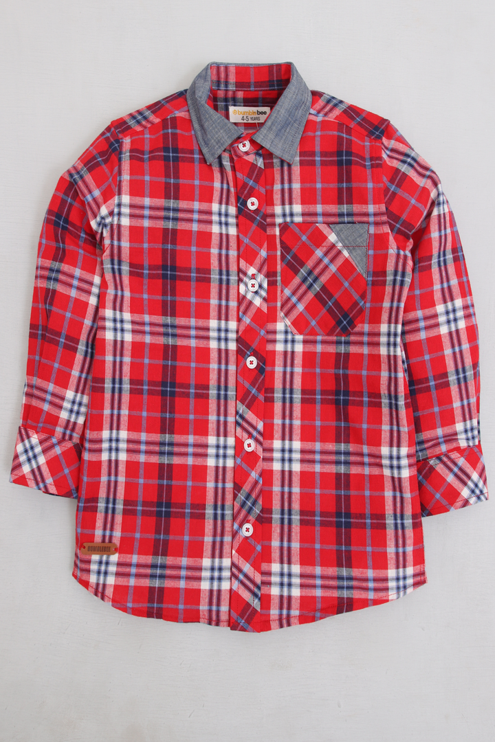 Red & Navy Check Shirt