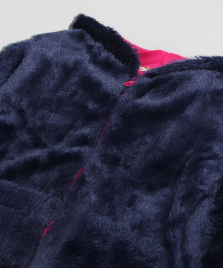 Navy Fur Hooded Jacket