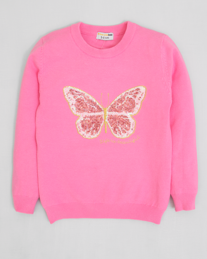 Pink Butterfly Sweater