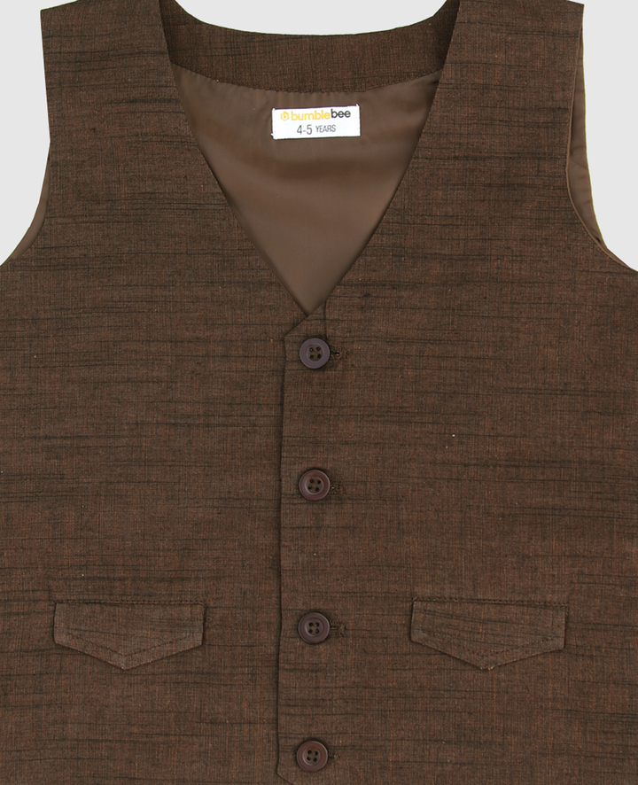 V Neck Brown Waistcoat