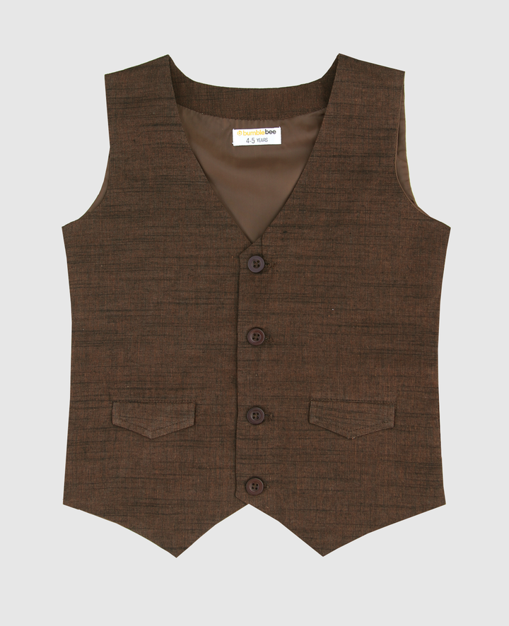 V Neck Brown Waistcoat