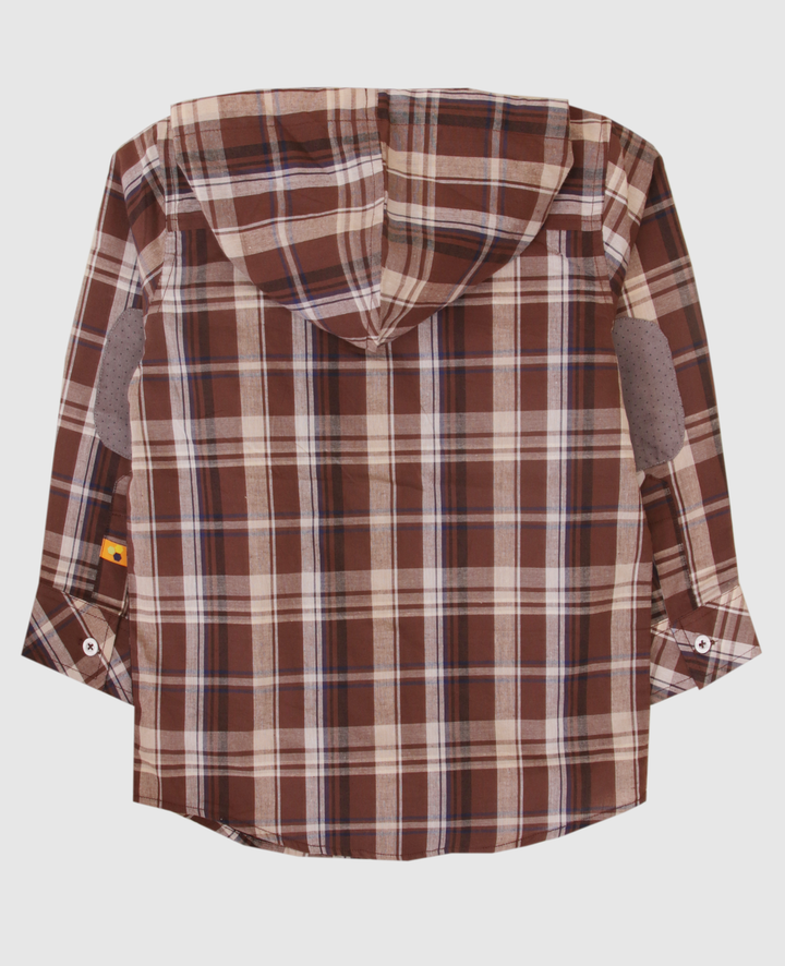 Hooded Brown Check Shirt