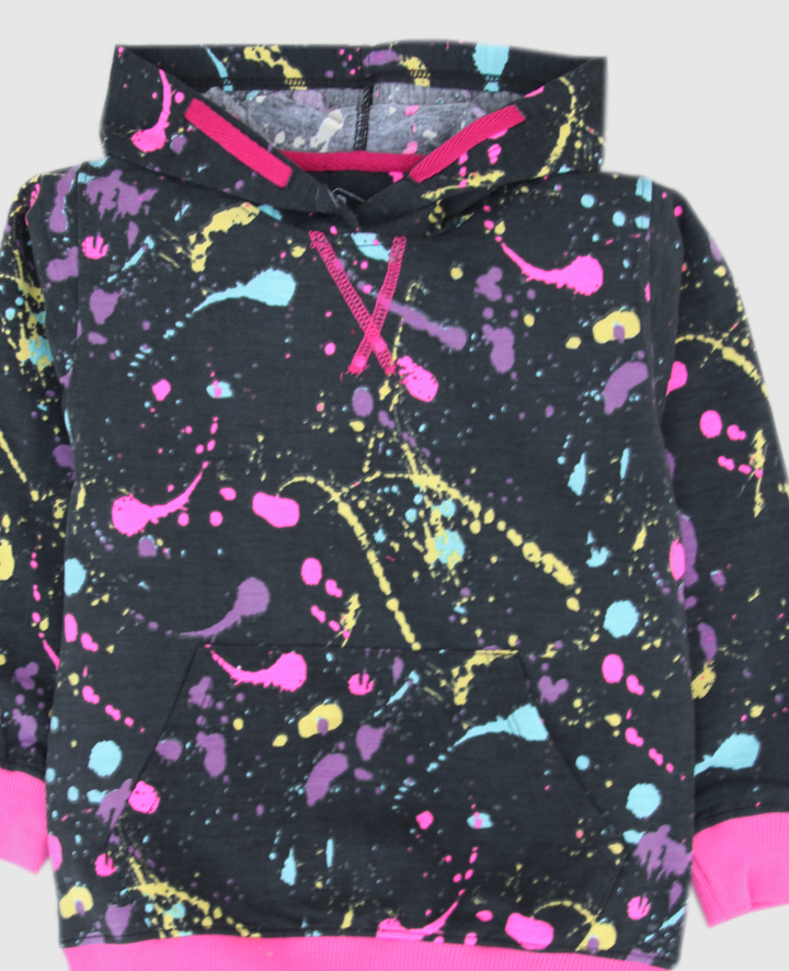 Black Printed Fleece Hooded