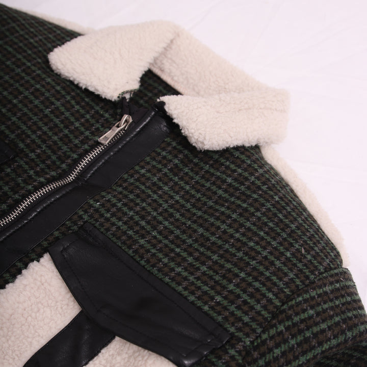 Green Check Fur Zipper