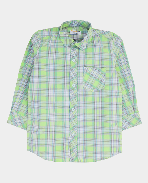 Green & White Casual Check Shirt