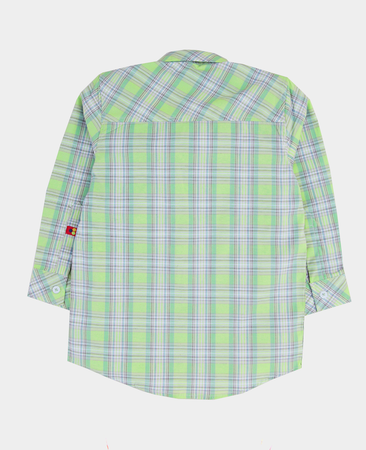 Green & White Casual Check Shirt